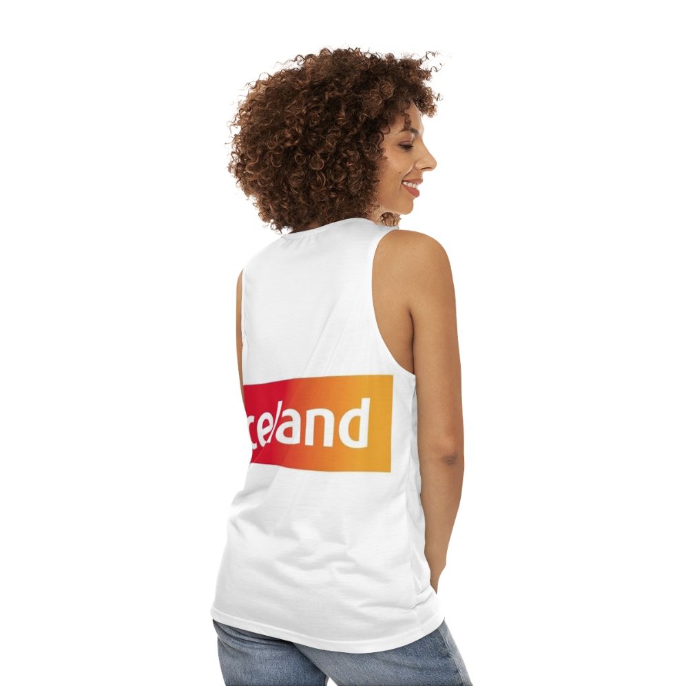 Model wearing Iceland Unisex Tank Top - women back