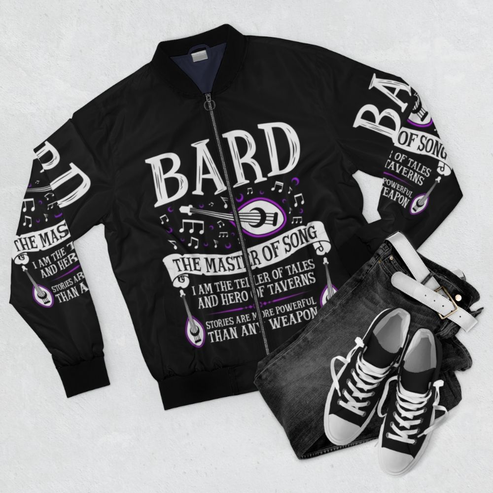 Bard Bomber Jacket - Dungeons & Dragons Inspired Design - Flat lay