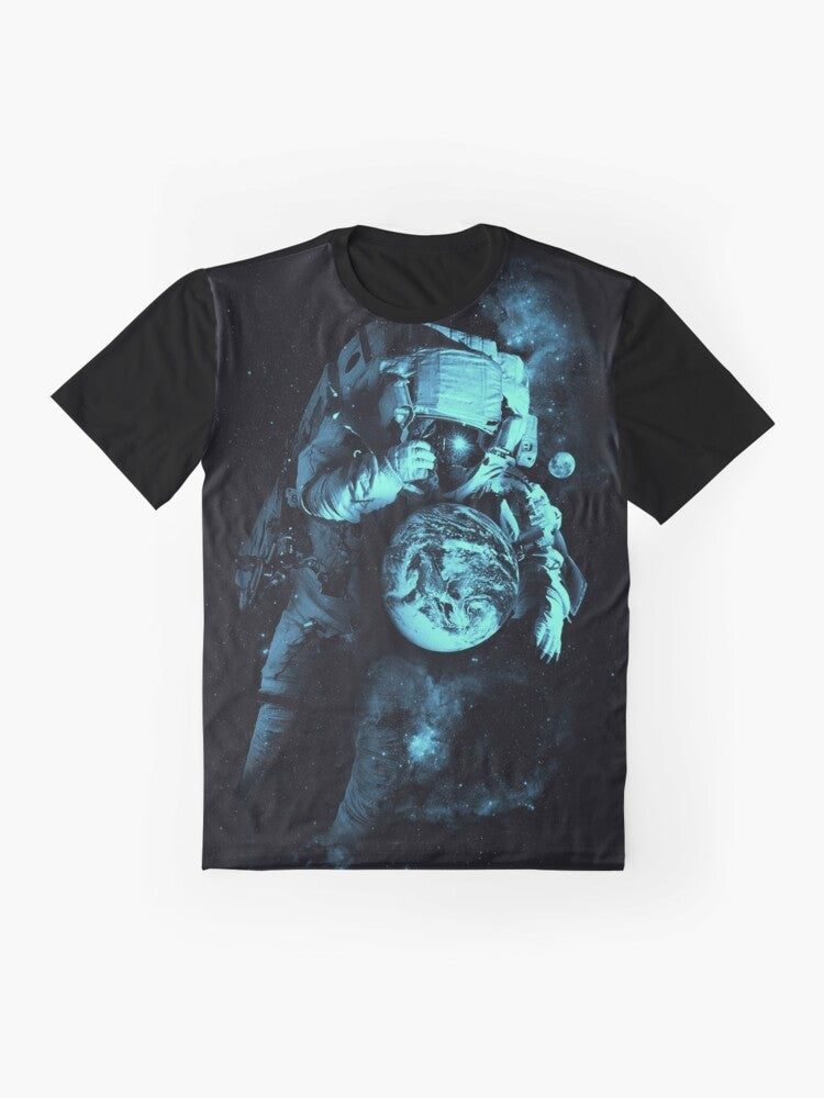 Cosmic Galaxy Astronaut Graphic T-Shirt - Flat lay