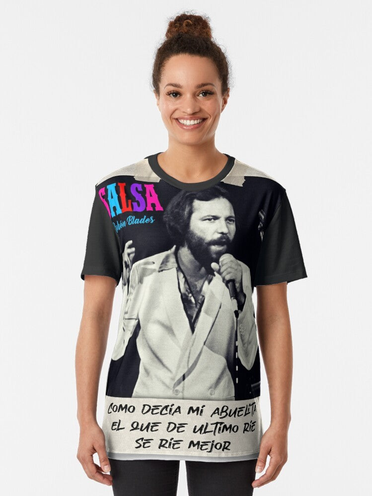 Ruben Blades "Decisiones" Graphic T-Shirt featuring the iconic salsa artist and Latin music icon - Women