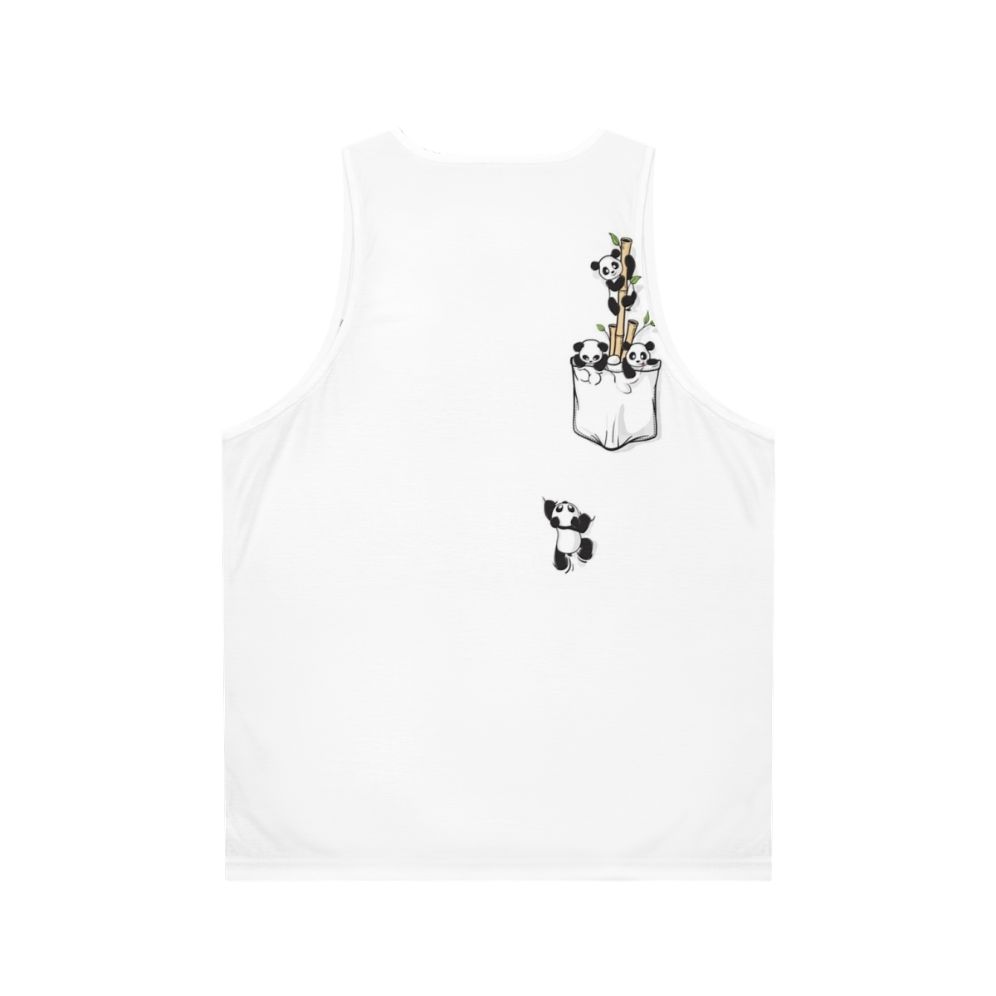 Pocket panda graphic printed on a unisex tank top - Back