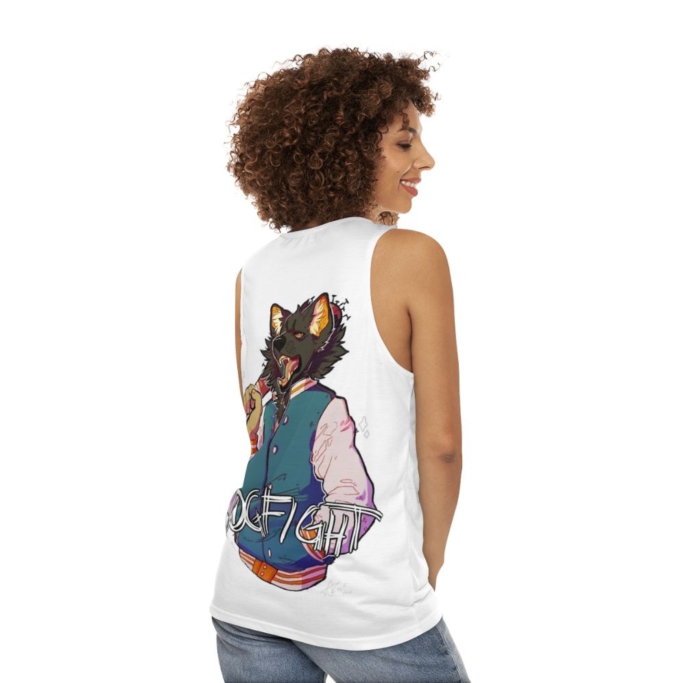 Anthropomorphic dog unisex tank top - women back