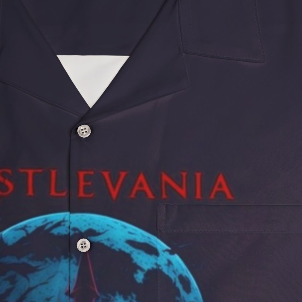 Castlevania Night Ruin Hawaiian Shirt featuring Alucard, Trevor Belmont, and Sypha Belnades - Detail