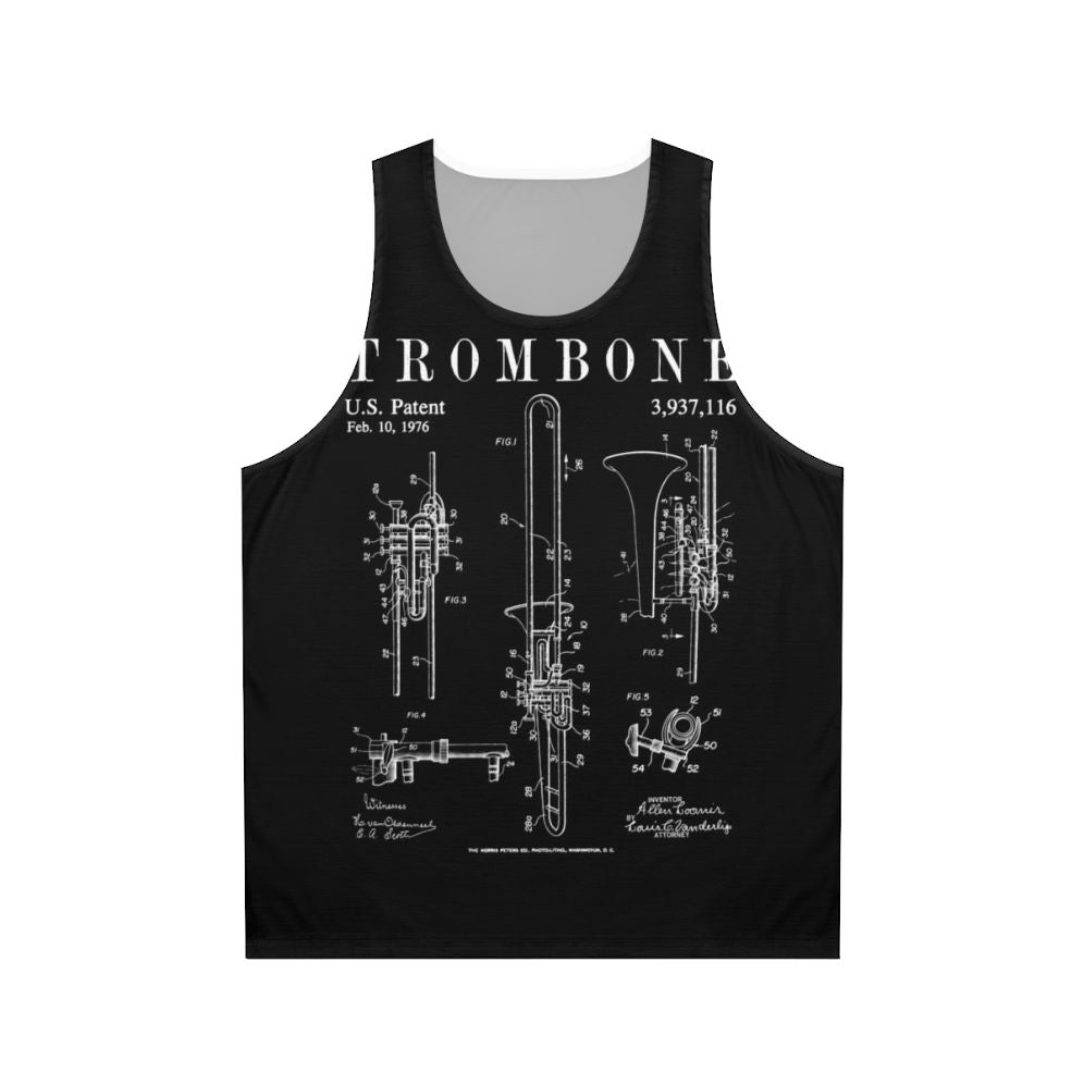 Vintage trombone patent drawing print unisex tank top