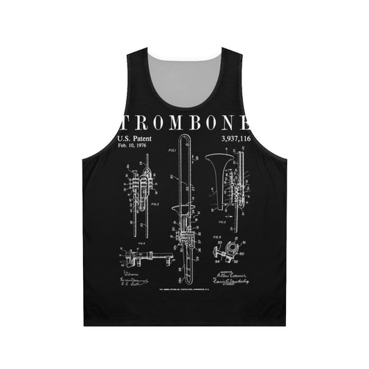 Vintage trombone patent drawing print unisex tank top