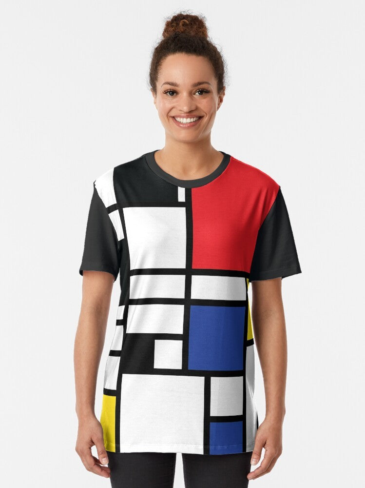 Piet Mondrian inspired De Stijl graphic t-shirt with primary colors - Women