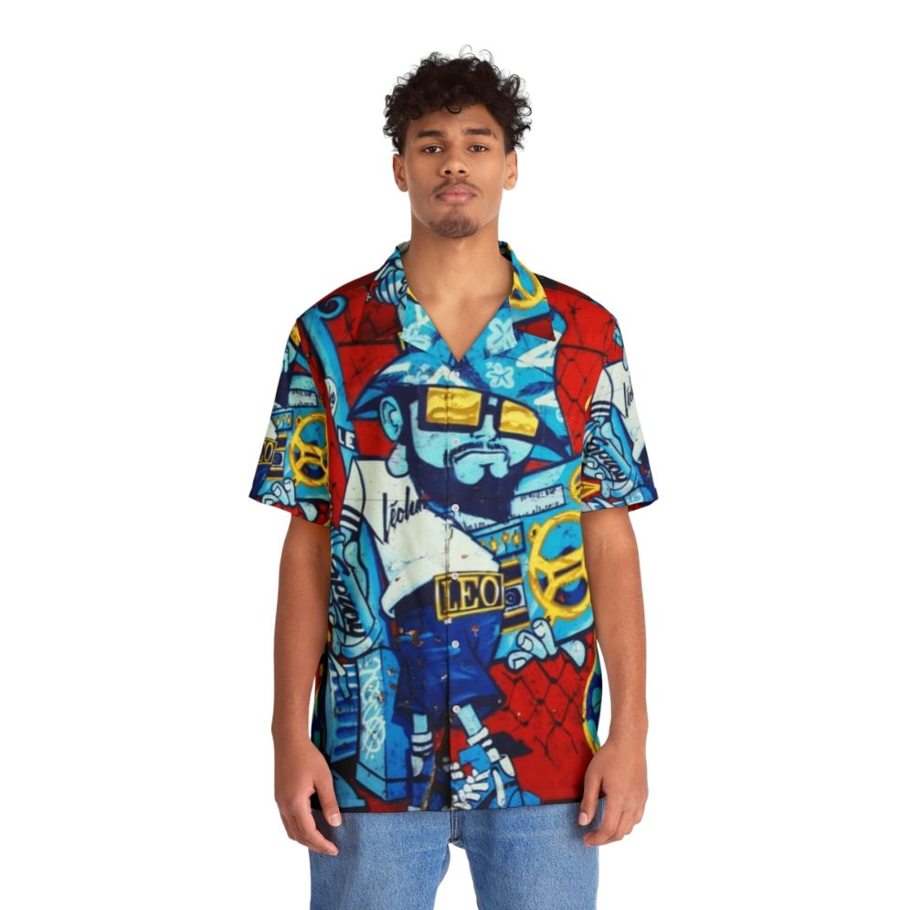 Retro 80s graffiti style b-boy hawaiian shirt - People Front