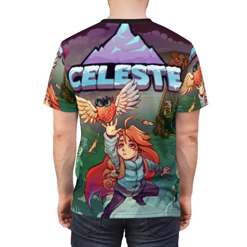 Retro gaming inspired Celeste video game t-shirt - men back