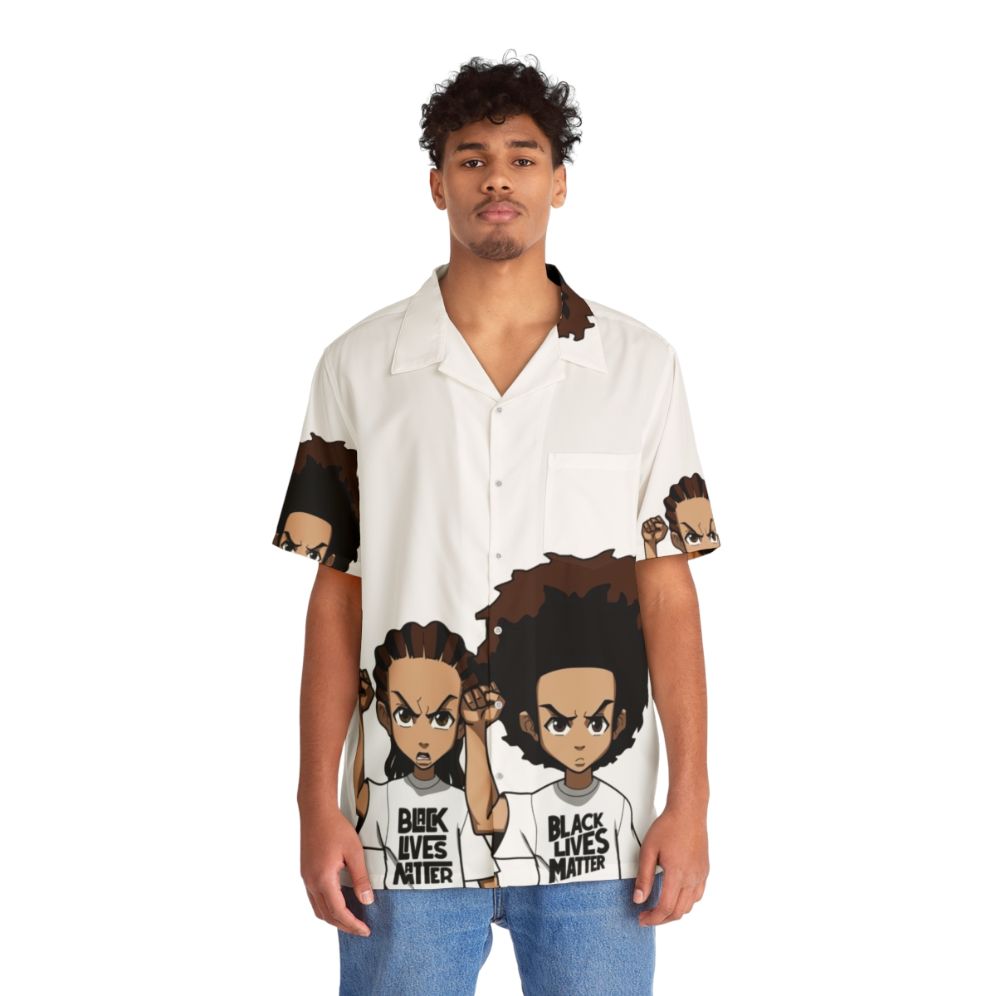 Black Power Fist Hawaiian Shirt featuring Riley and Huey Freeman from The Boondocks - People Front