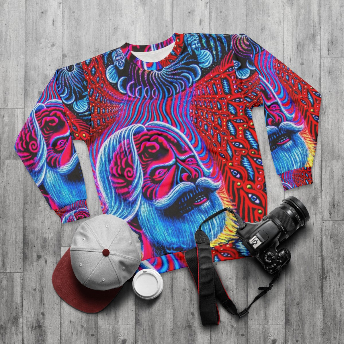 Psychedelic rock alex grey vintage sweatshirt - flat lay