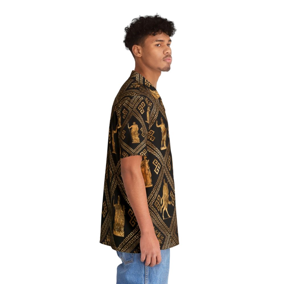 Greek deities and meander key ornament design on a black Hawaiian shirt - People Pight