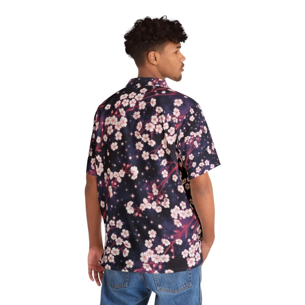 Celestial Sakura Galaxy Pattern Hawaiian Shirt - People Back