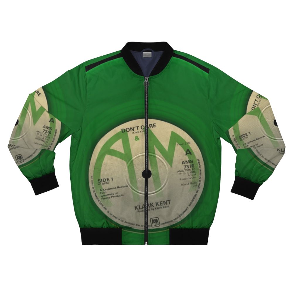 1980s bomber jacket featuring Klark Kent's 45RPM single cover art