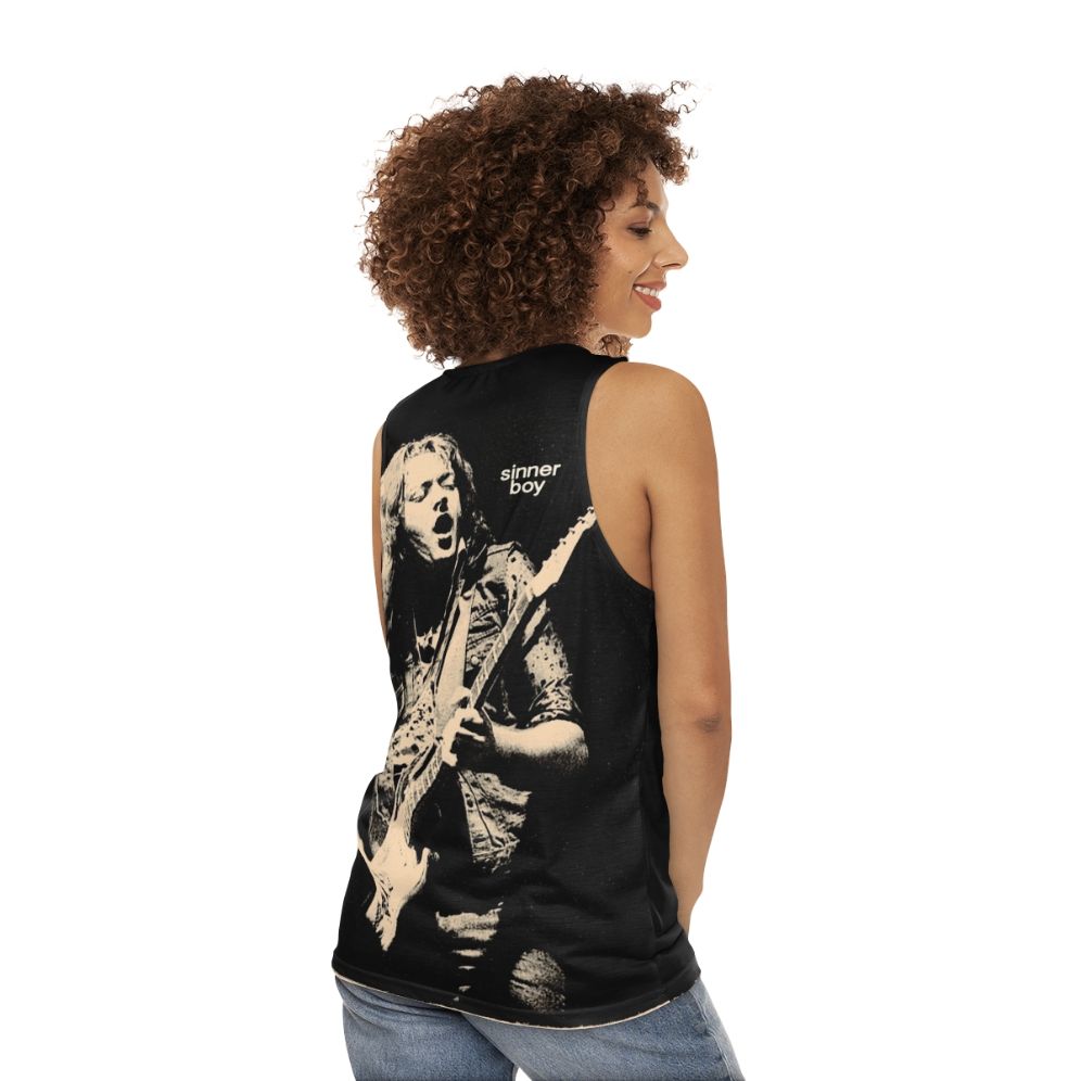 Sinner Boy unisex blues rock tank top - women back