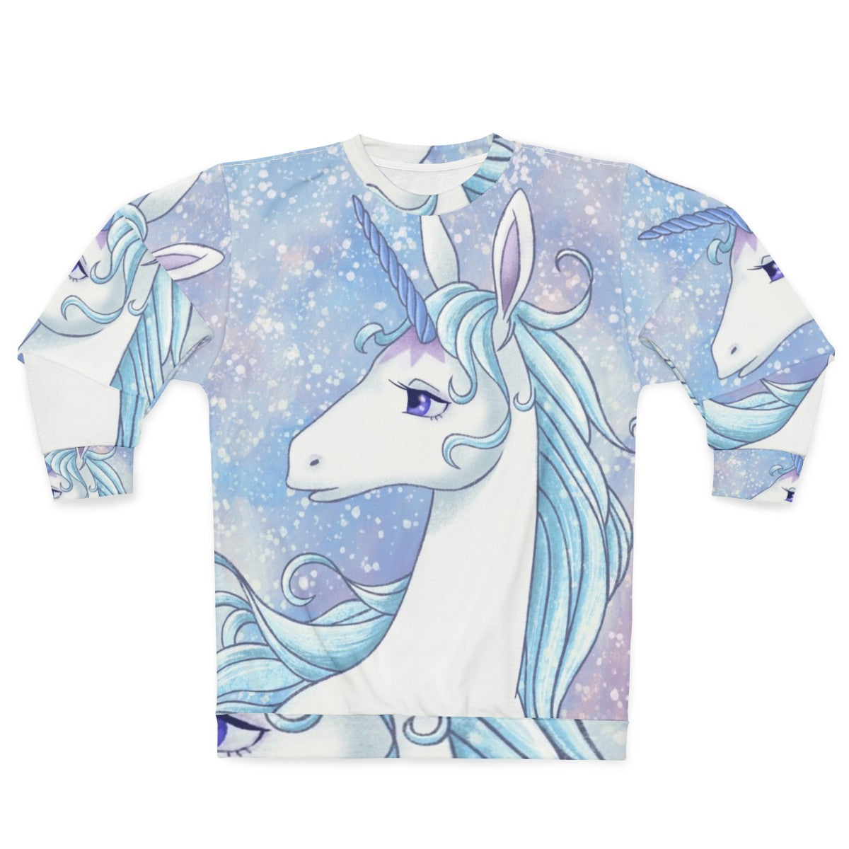 The Last Unicorn pastel-colored sweatshirt featuring a magical unicorn design