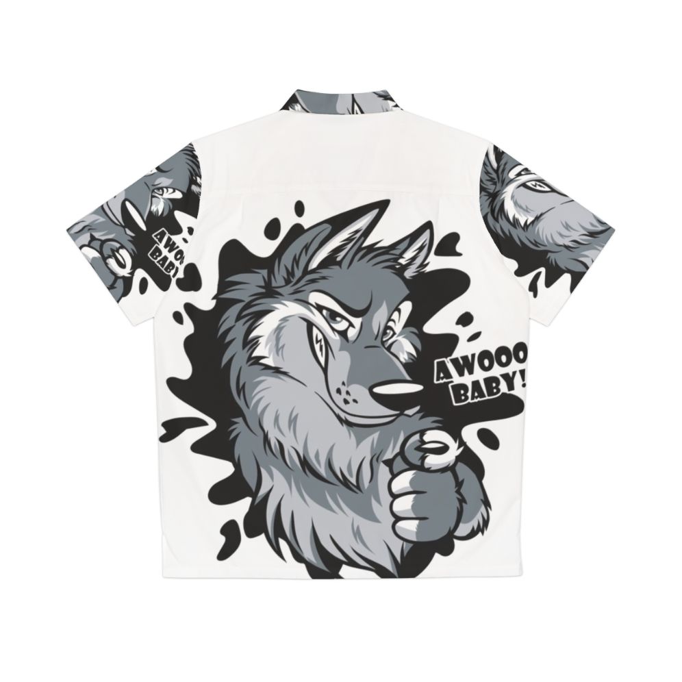 Adorable baby wearing wolf howl Hawaiian shirt - Back