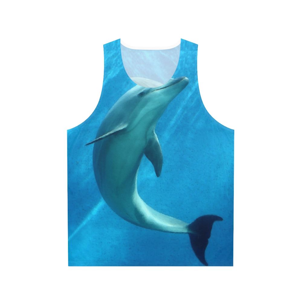 Dolphin unisex tank top with vibrant colors and nature-inspired design