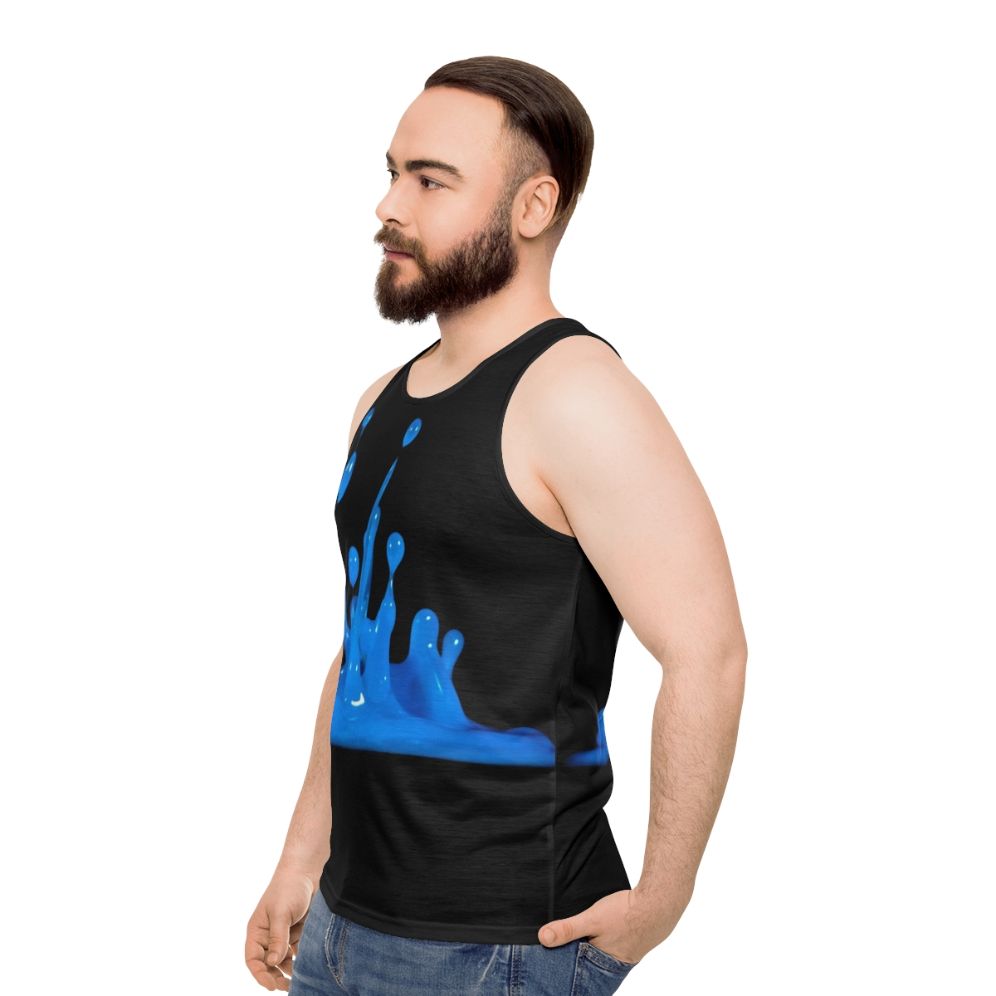 Blue abstract art unisex tank top - men side