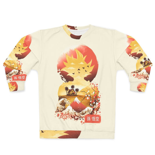 Ukiyo-E inspired Super Saiyan sweatshirt featuring anime and Japanese art