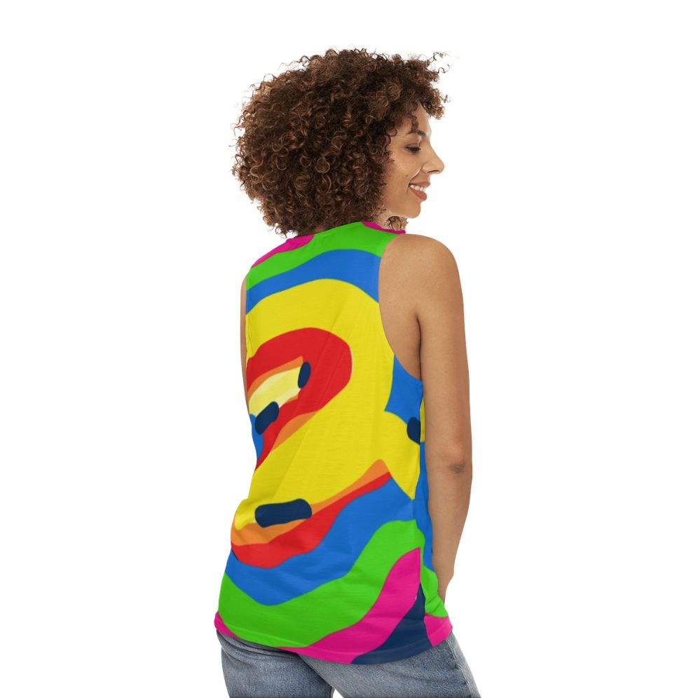 Unisex graphic tank top with various designs - women back