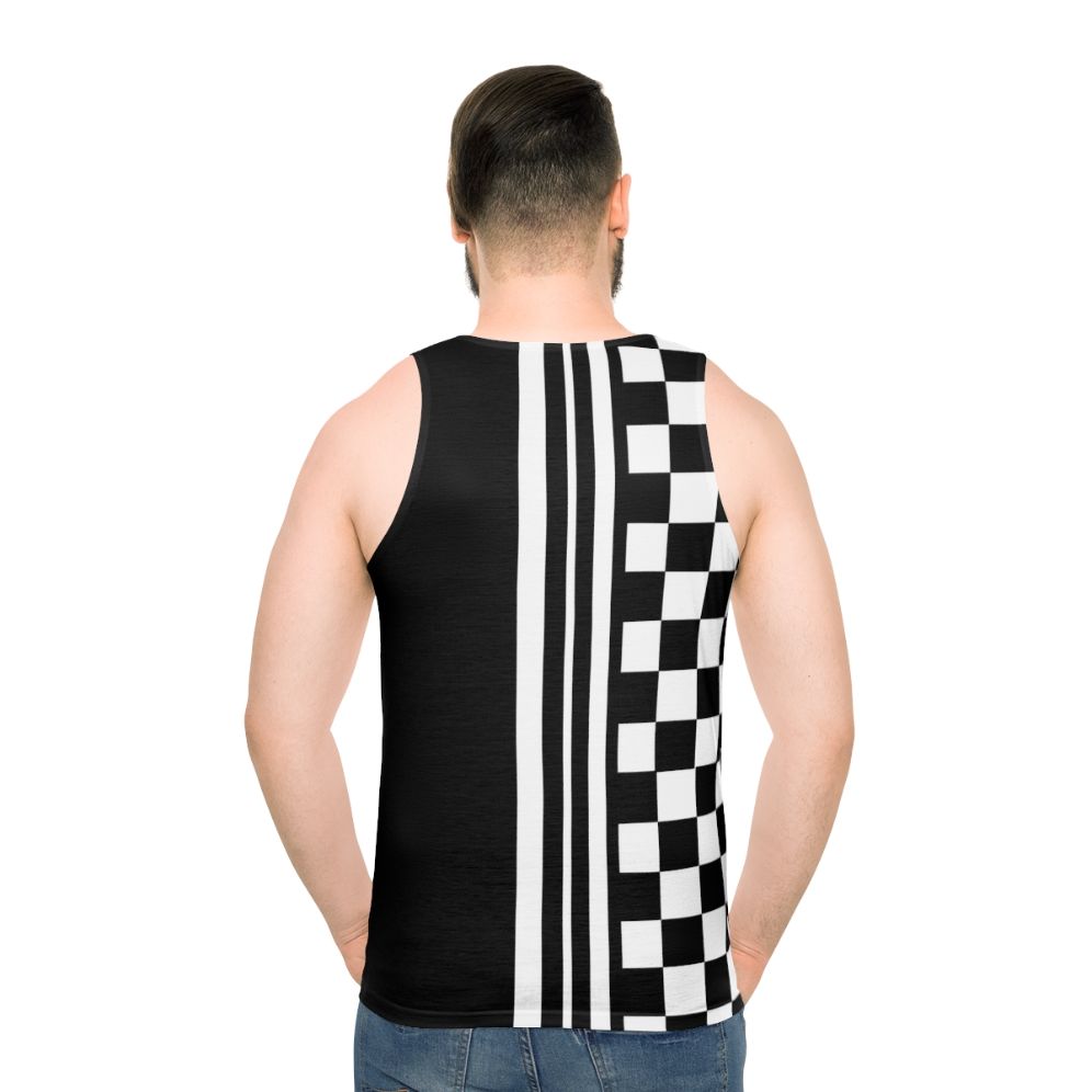 Unisex black and white ska inspired tank top - men back