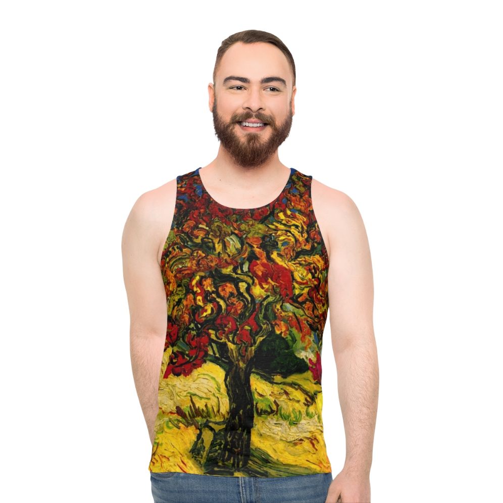 Unisex tank top with a colorful Van Gogh mulberry tree print - men