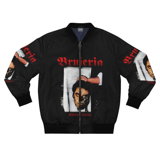 Brujeria heavy metal band logo printed on a black bomber jacket