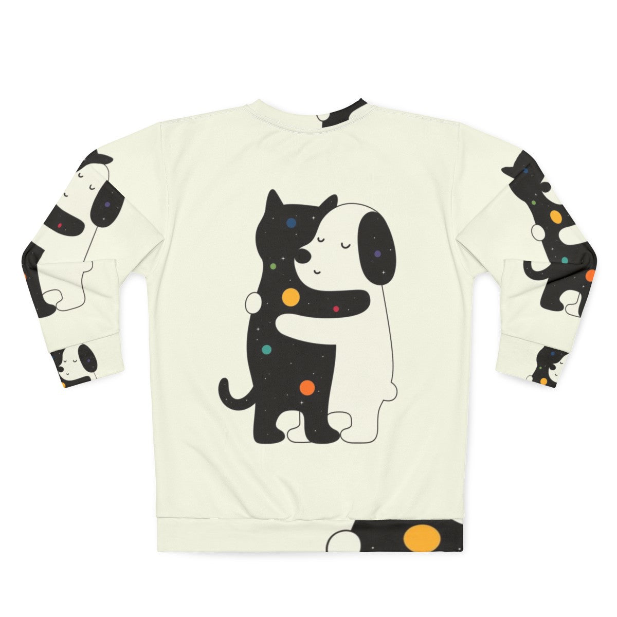 Cozy sweatshirt with colorful universal language design for animal lovers - Back