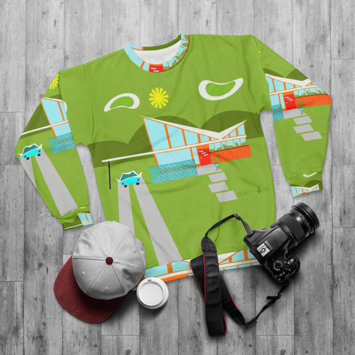 Retro Palm Springs House Sweatshirt - flat lay