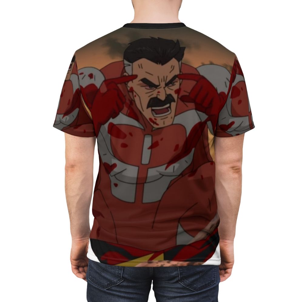 Stylish Omni Man inspired t-shirt featuring the Invincible superhero character - men back