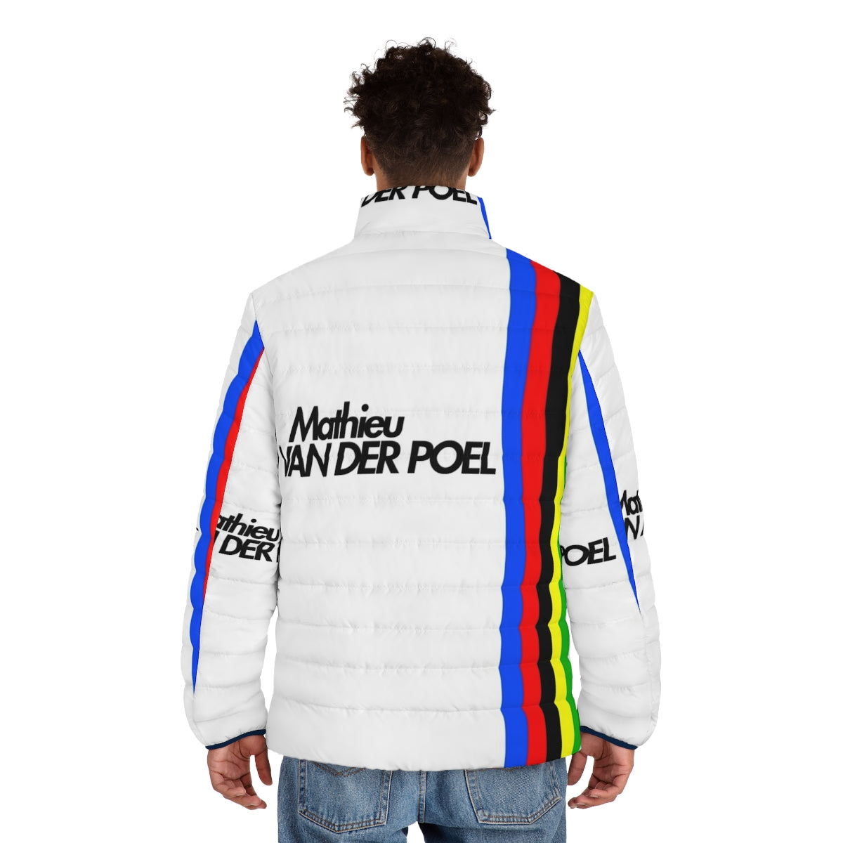 Mathieu Van Der Poel cycling puffer jacket for road, cyclocross, and mountain biking - men back