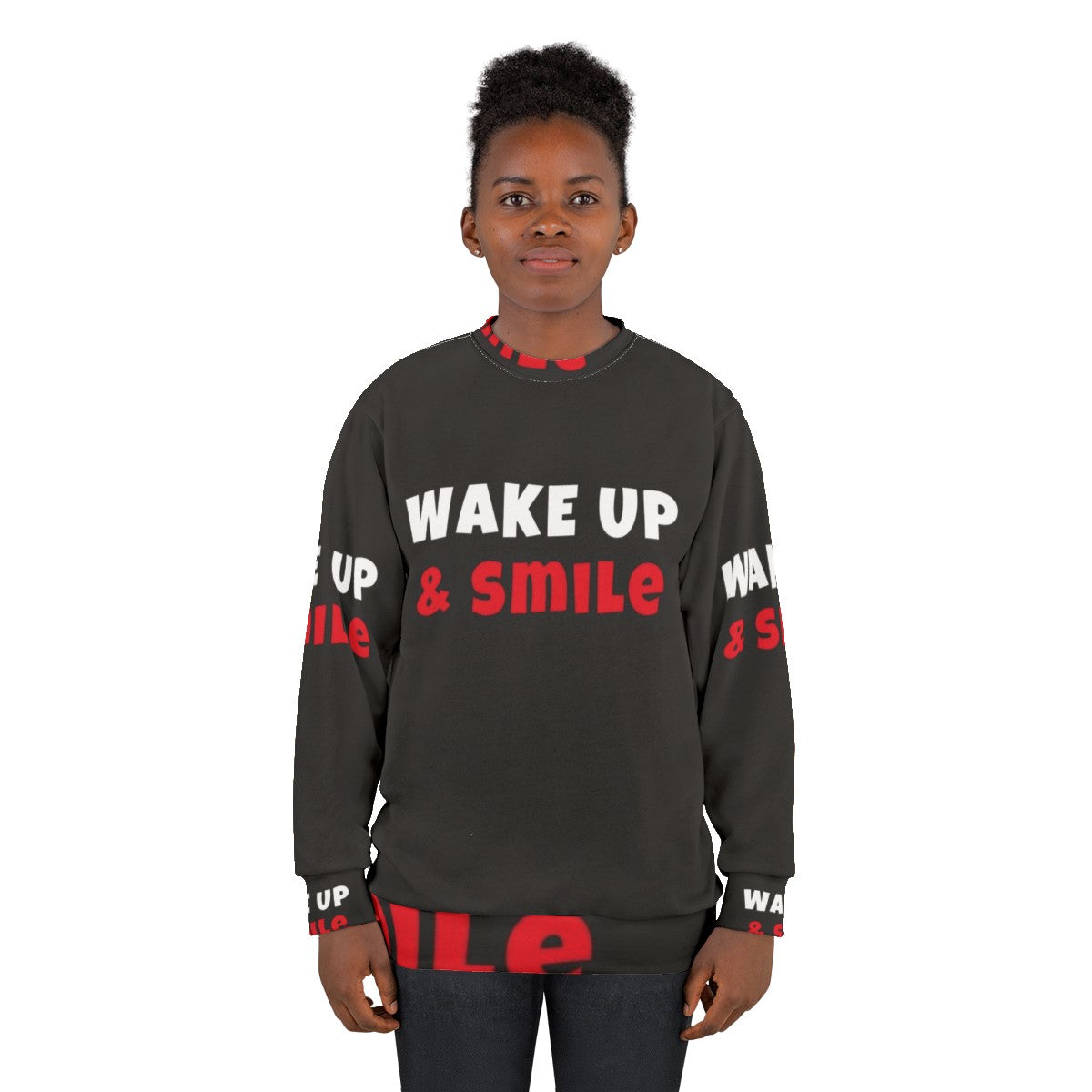 Wake up and smile sweatshirt with activities and hobbies - women