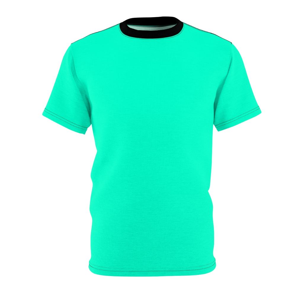 Bright neon gradient and color-block design on a high-quality t-shirt.