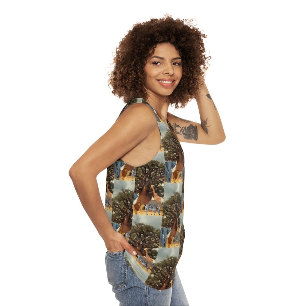 Unisex wildlife boabab tree tank top - women side