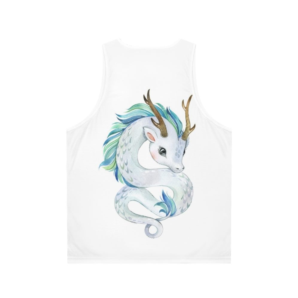 Unisex tank top featuring a mythical dragon design - Back