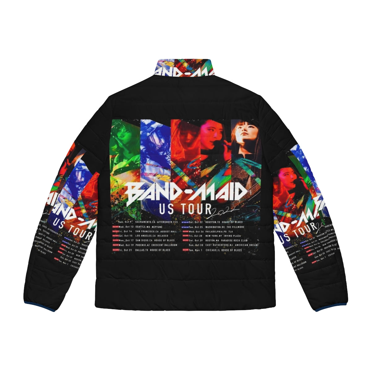 Band Maid La Mincho Wanted Poster Puffer Jacket - Anime Inspired Fan Art - Back