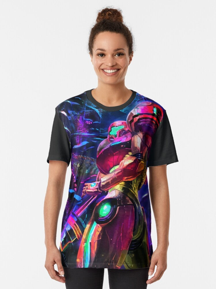 Metroid Samus Aran video game character graphic t-shirt for gamers - Women