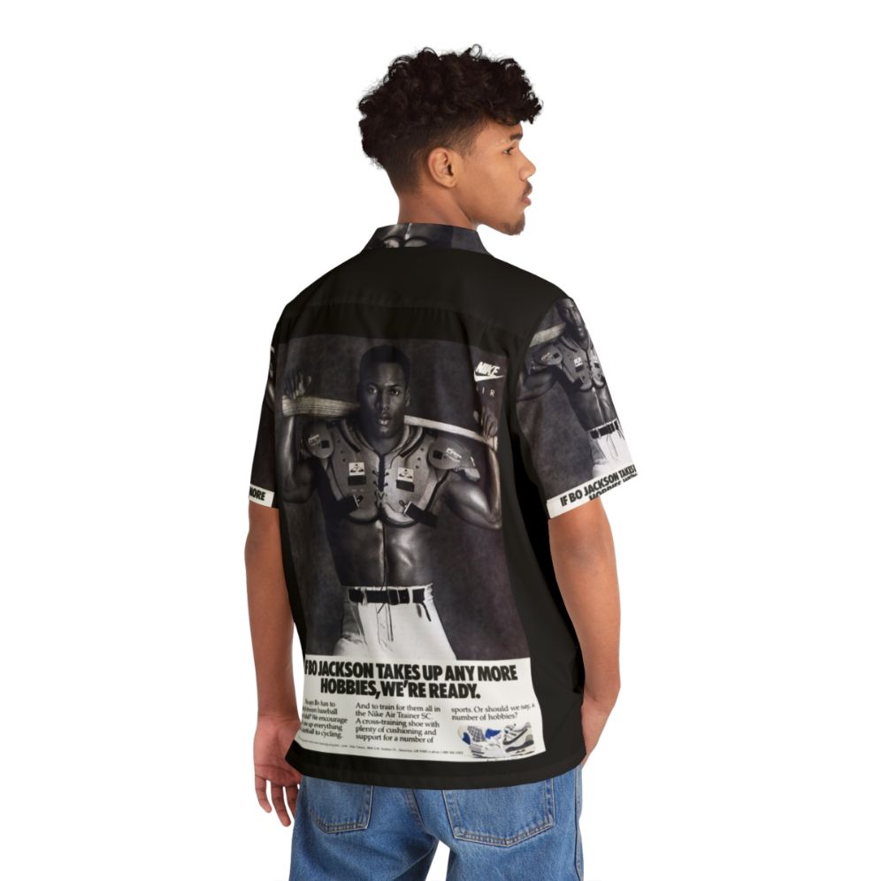 Black and white Hawaiian shirt with Bo Jackson art print - People Back