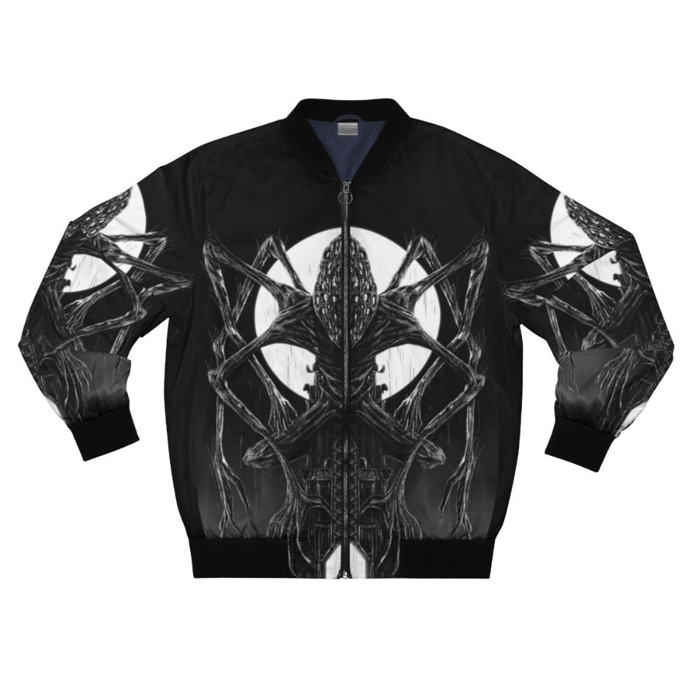 Dark Souls Bloodborne inspired bomber jacket with Lovecraft-inspired monster design