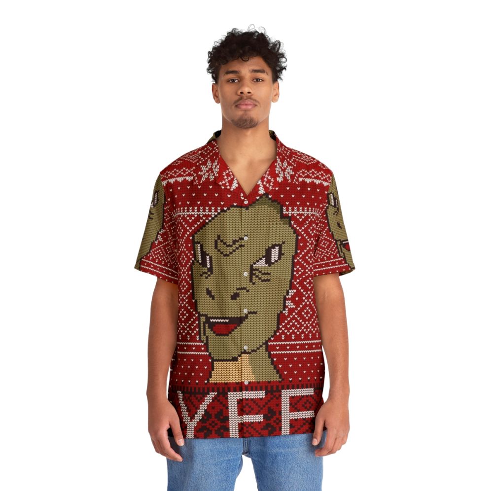 Yee ugly christmas sweater 2019 hawaiian shirt with dinosaur meme design - People Front