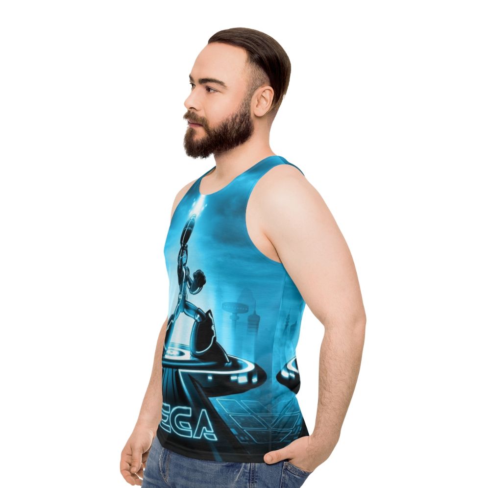 Retro Mega Man x Tron Legacy Unisex Tank Top - men side