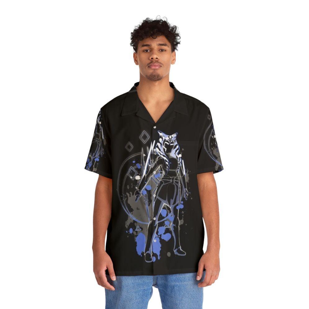 Ahsoka-inspired Hawaiian shirt with lightsaber and togruta silhouette - Lifestyle