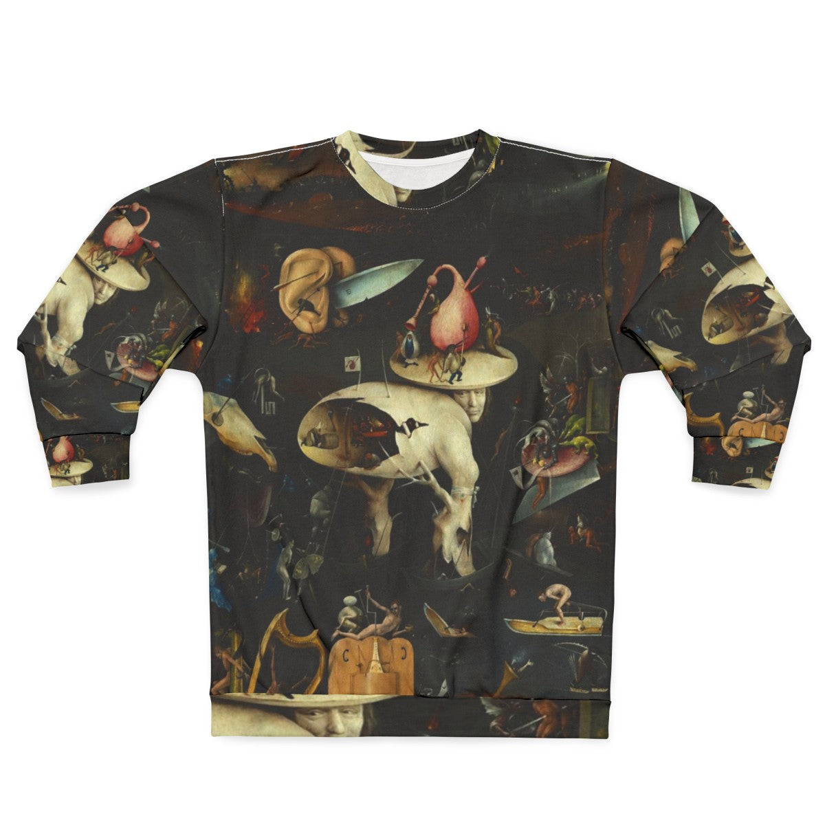 Hieronymus Bosch inspired sweatshirt featuring surreal "Hell" scene