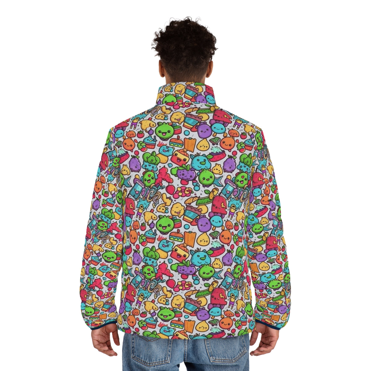 Hobbies Cartoon Puffer Jacket 6 with abstract and hipster design - men back