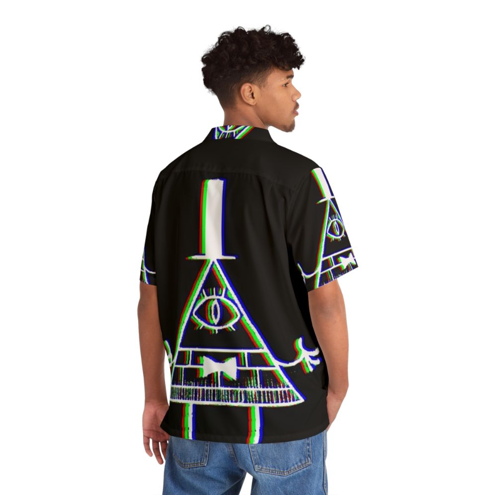 Bill Cipher Anaglyph Hawaiian Shirt with Optical Illusion - People Back