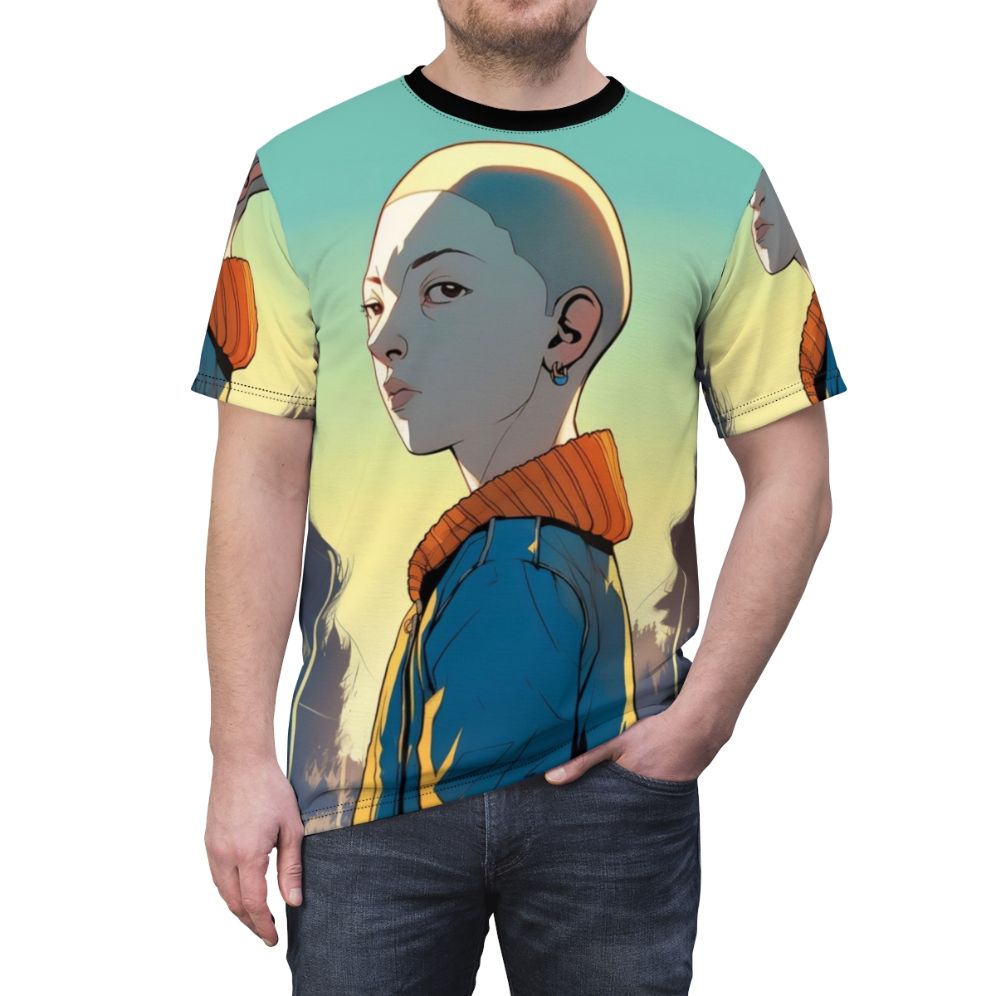 Mia Hawkins Inspired Girl AOP T-shirt with Stranger Things Imagery - men front