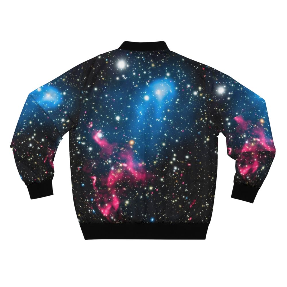 Bomber jacket with a print of galaxies colliding in space - Back