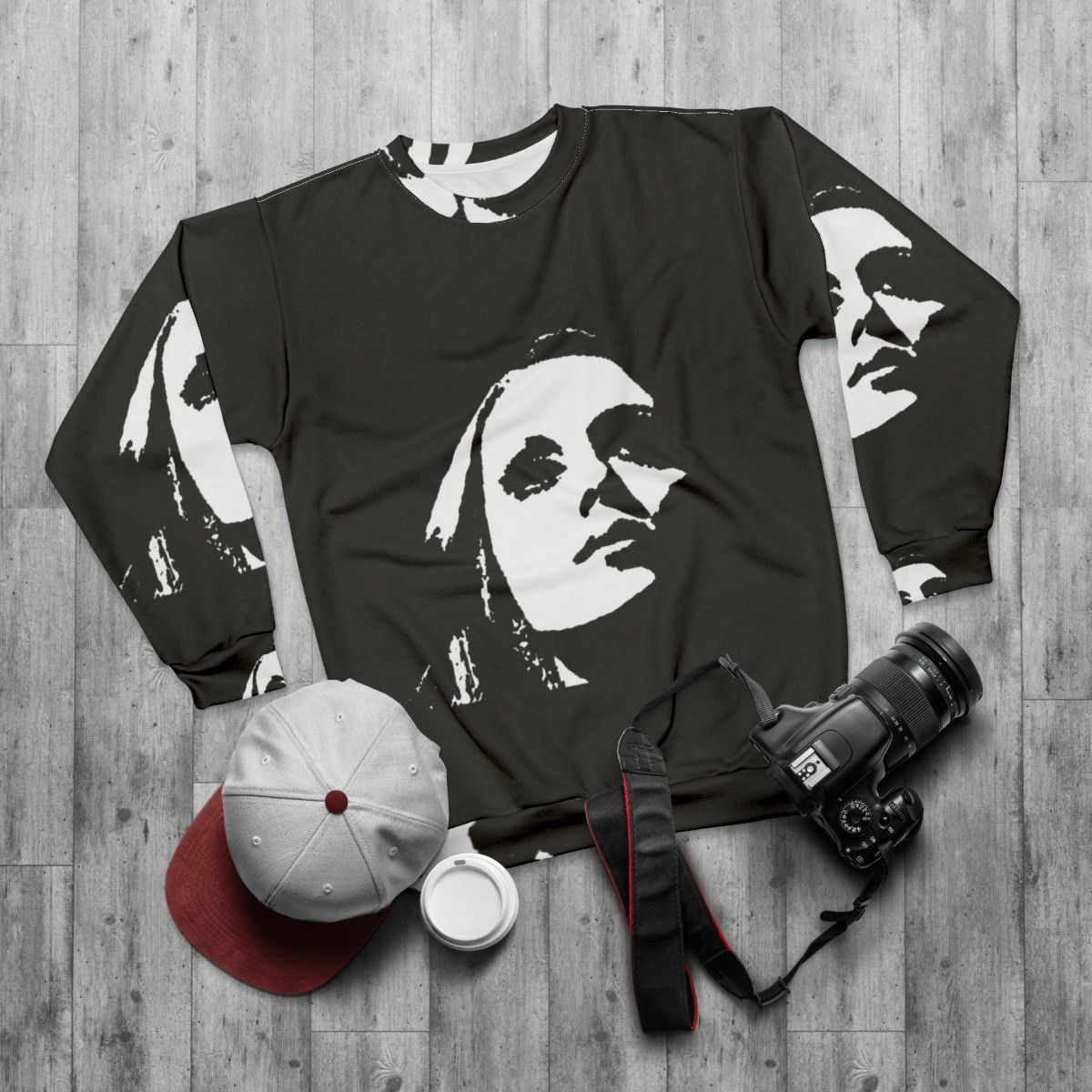 Fairouz Sweatshirt, Legendary Middle Eastern Music Icon - flat lay