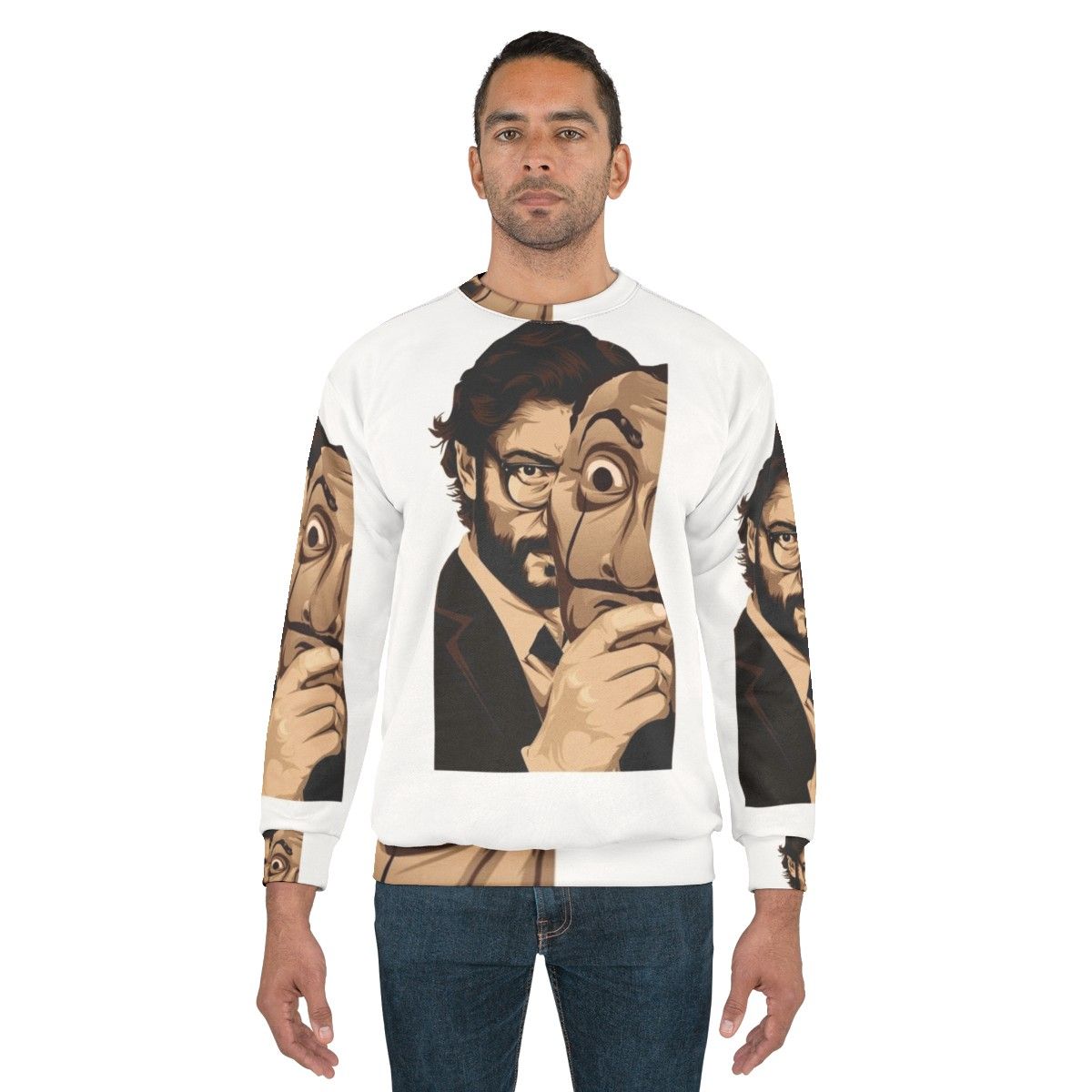 Money Heist Sweatshirt with the Professor and Dali Mask Design - men