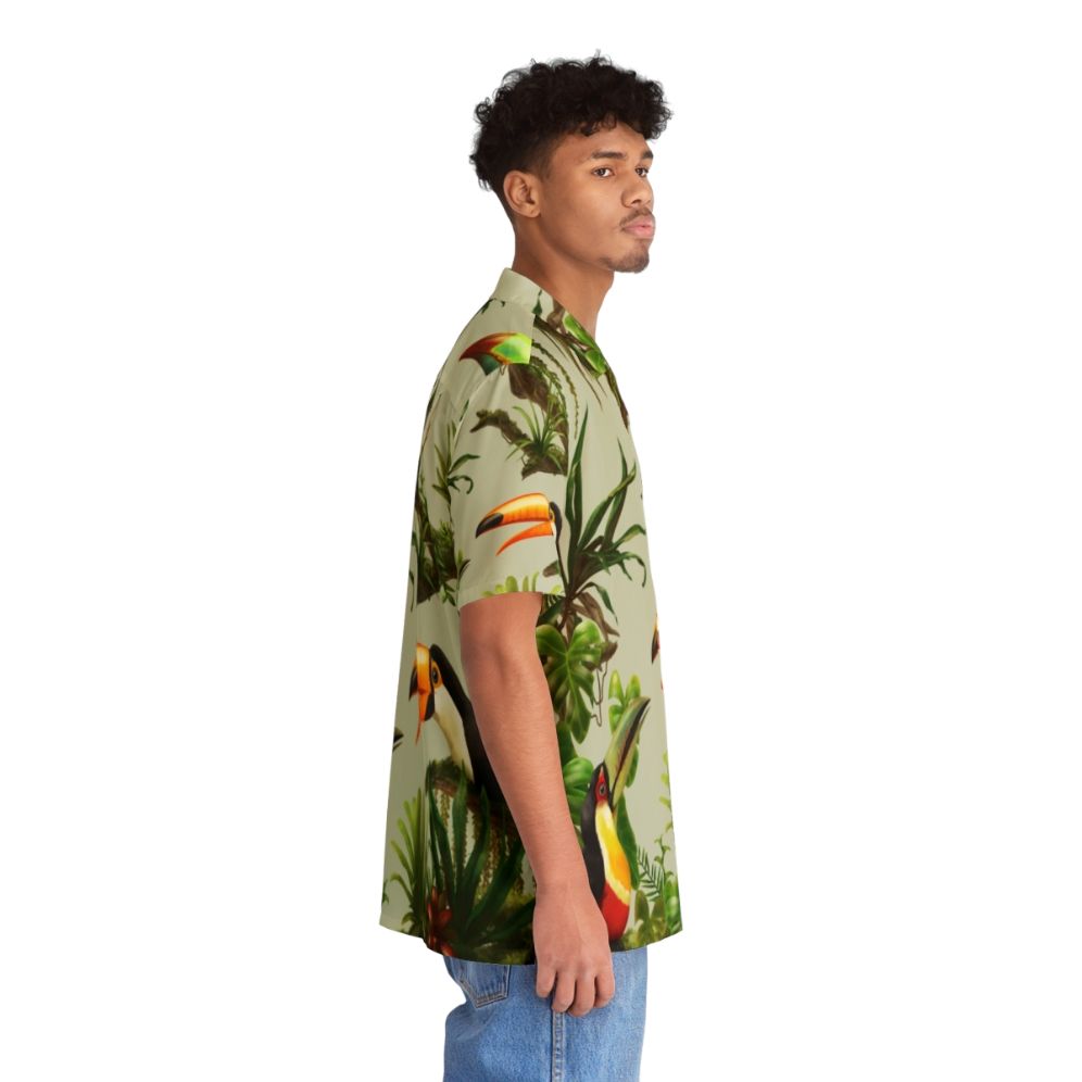 Toucans and Bromeliads Hawaiian Shirt with Vintage Tropical Botanical Print - People Pight